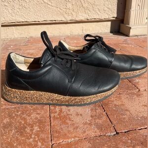 Birkenstock Black Leather Lace-Up Wrigley Shoes